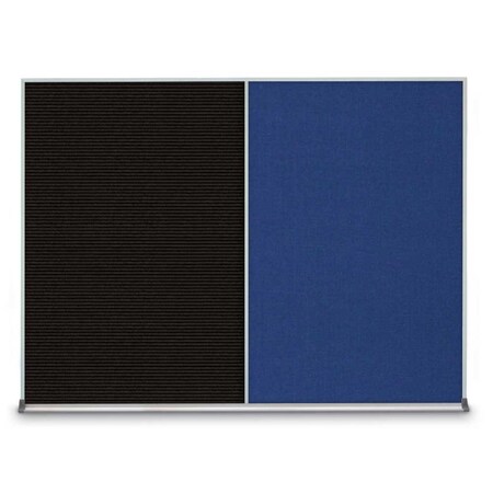 United Visual Products Triple Door Radius Corkboard, 72"X36", G UV8005-GOLD-SURF